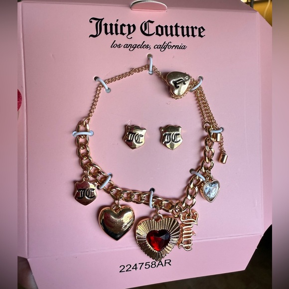 Juicy Couture Jewelry - Juicy Couture NWT Gold Tone Juicy Charmed Chunky Chain Bracelet & Earrings (C17)